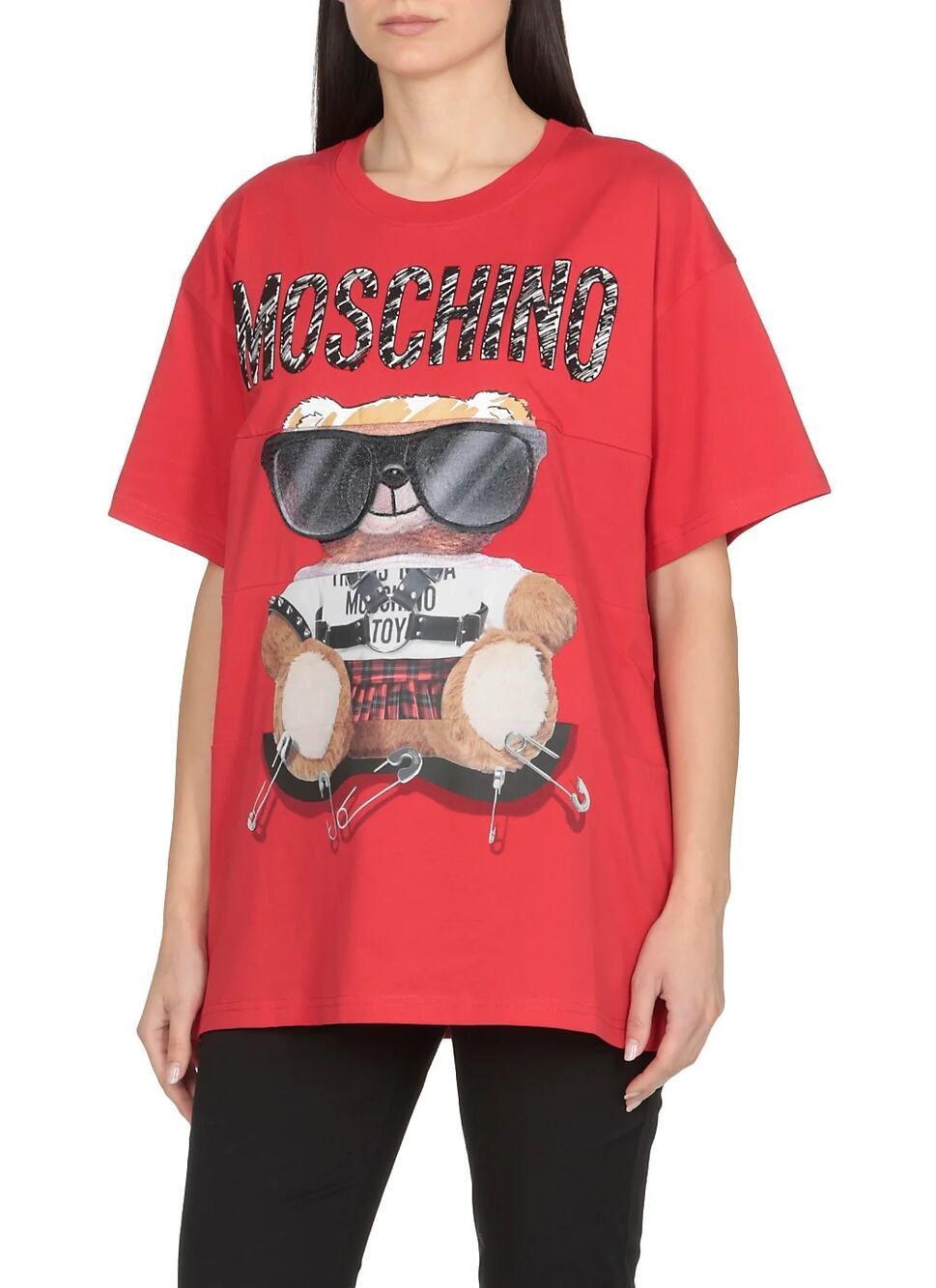 Moschino Couture Oversized cotton teddy bear embroidered red tshirt size large